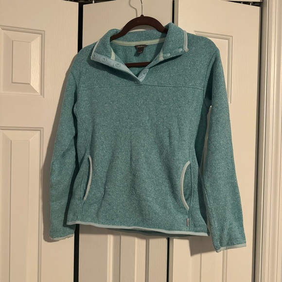 Eddie Bauer Tops - Teal Eddie Bauer fleece pullover with front pocket. Size XS